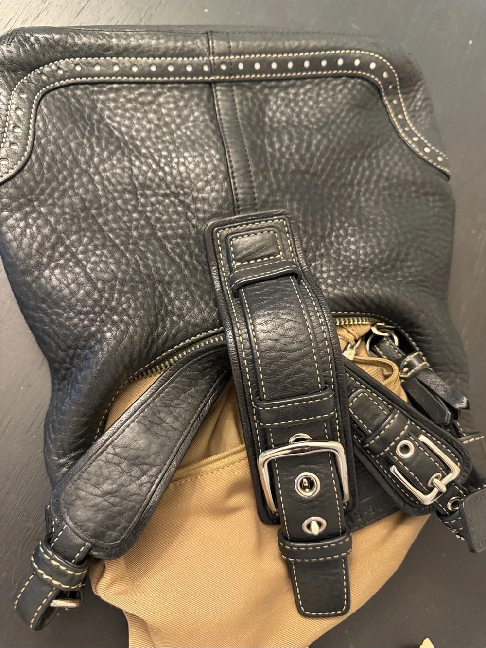 Coach Black Pebbled Leather Shoulder Hobo with Silver Hardware